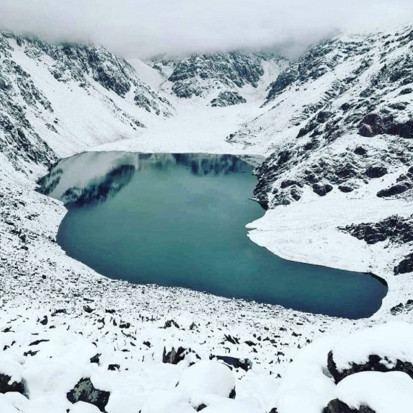 Lac Ifni in the winter at the heart of atlas mountains