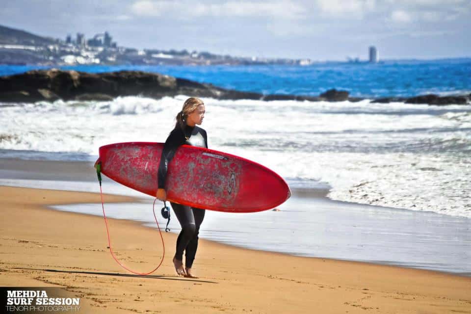 a girl surfing in Located in Kenitra, a 3-minute walk from Plage Sidi Boughaba and 1,500 feet from Mehdia Beach.